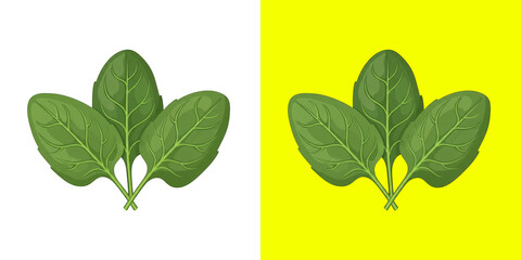 Obraz premium Fresh green spinach leaves in pixel art style for healthy food design and game assets