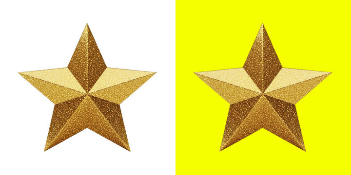 Shiny golden star icon with a glittery texture and a metallic finish for creative holiday designs or festive celebration themes