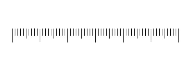 Black ruler scale measurement markings on a straight horizontal line © Md