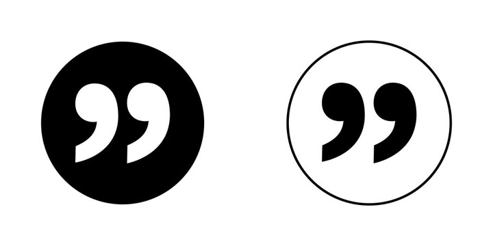 Black and white circle quote mark icons for text and communication design