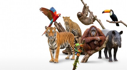 Obraz premium Desert Wildlife Collection on White