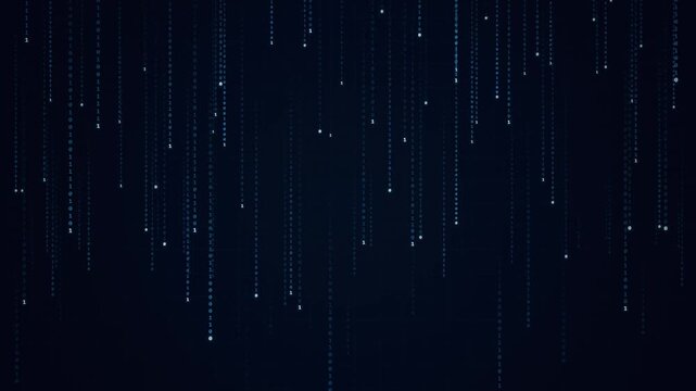 Falling digital binary code data rain on dark background a matrix style matrix