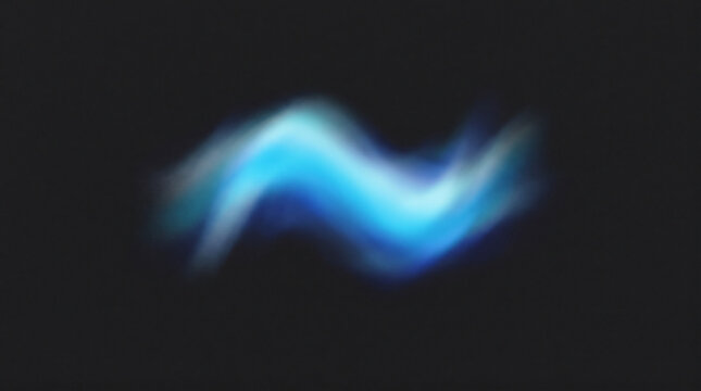 Abstract blue light wave on black background, ethereal glowing energy trail, soft blurred neon motion effect for futuristic technology design