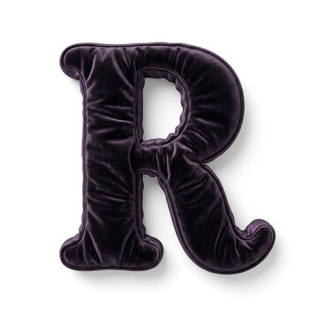 Purple Velvet Letter R 3D Render, Plush Textured Alphabet Decoration