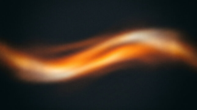 Abstract orange light wave on black background, glowing amber energy trail, cinematic golden motion blur background for technology and luxury design