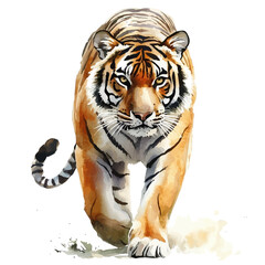 Obraz premium Tiger, watercolor vector clipart, isolated on a white background.