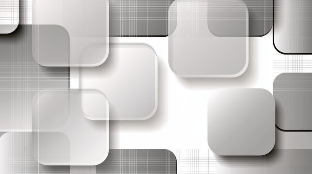 Layered white rounded square panels with grid textures and soft shadows, minimal geometric background for UI, branding and web design.

