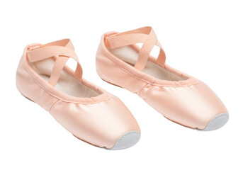 Pink satin ballet slippers isolated on transparent background © MSTMARIA