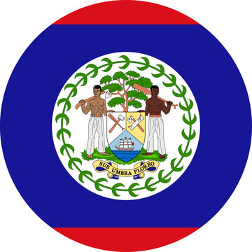 Round Belize Flag Vector Icon Circular Belizean Flag Button Element