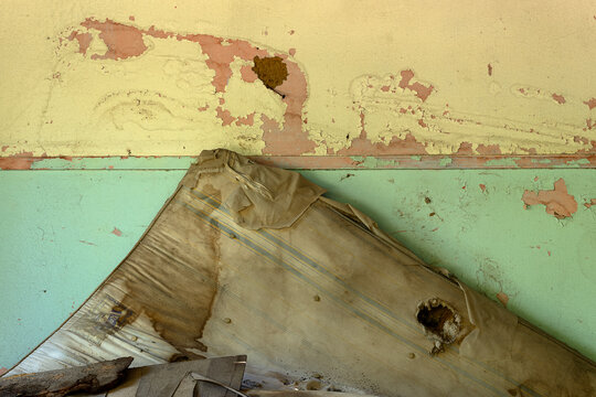 Ancient mattress in abandoned mining shack in Nevada