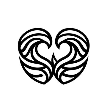 Luxury wave crest logo with smooth curved lines and symmetrical design, solid black, no gradients, isolated on white background.01