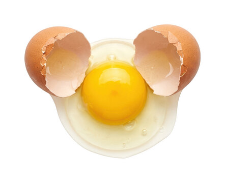 Fresh broken egg png Cracked brown egg cutout Raw chicken egg png Healthy organic egg cutout Liquid yellow yolk png Natural broken egg isolated transparent background image