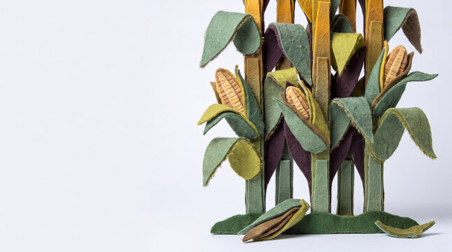 Corn stalks with yellow ears in autumn-inspired paper design  
