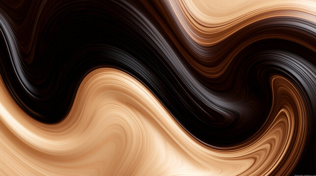 Abstract Liquid Chocolate and Cream Swirl Texture Background