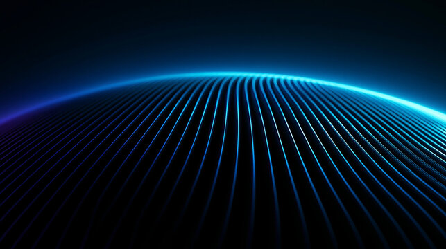Abstract Glowing Blue Lines on Dark Tech Background