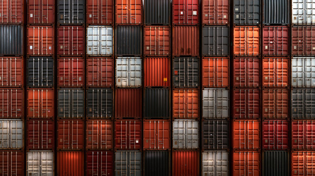 Wall of Stacked Colorful Cargo Shipping Containers