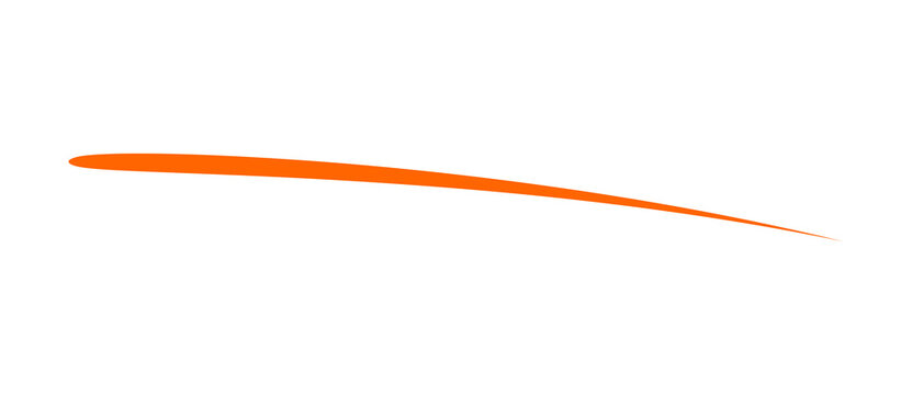 Orange Tapered Brush Stroke Underline Vector Isolated on White Background