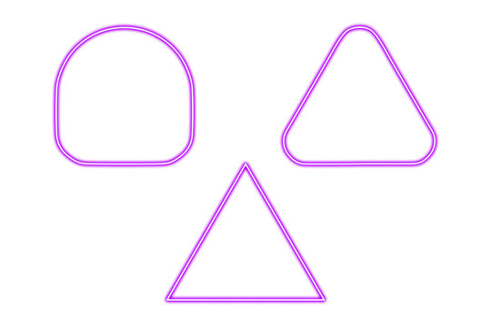 Neon pink geometric shapes isolated on transparent background