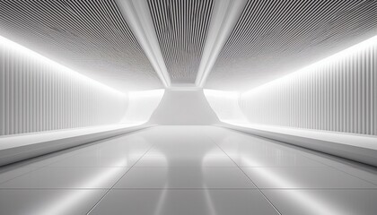 Obraz premium white background 3d room light abstract space technology tunnel stage floor empty white future 3d neon background studio futuristic corridor render modern interior silver road black wall design gray
