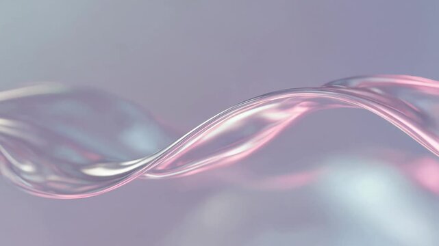 flowing transparent glass wave element with reflections abstract liquid shape with smooth curves