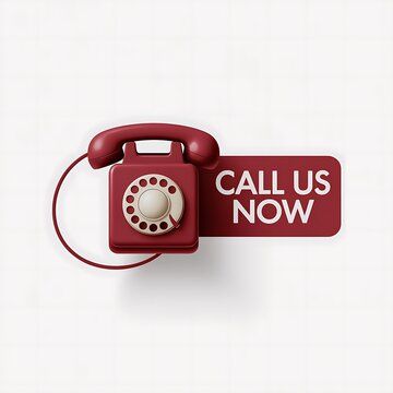 Red vintage rotary phone call us now button