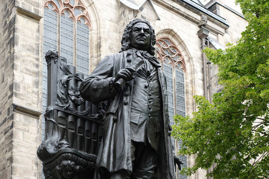 Johann Sebastian Bach Statue in Front of St. Thomas Church in Leipzig, Germany. 
