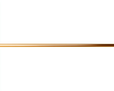 Single horizontal metallic copper line isolated on white background