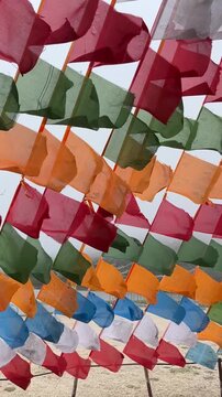 Tibetan prayer flags fluttering in the wind