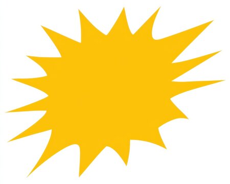 Bright yellow starburst or explosion shape graphic element, isolated on white background