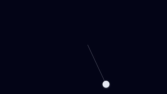 Minimalist pendulum motion physics animation on dark 4k background, for scientific education, and abstract projects