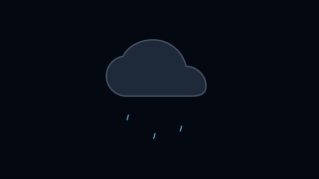 Minimalist rain cloud animation: simple weather symbol for digital ui 4k