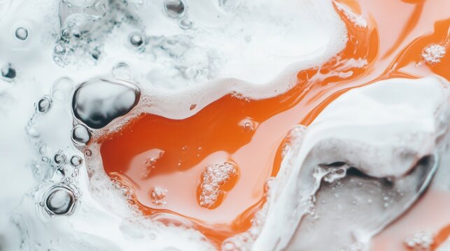 Vibrant Liquid Abstract: Orange and Gray Bubbles Creating an Eye-Catching