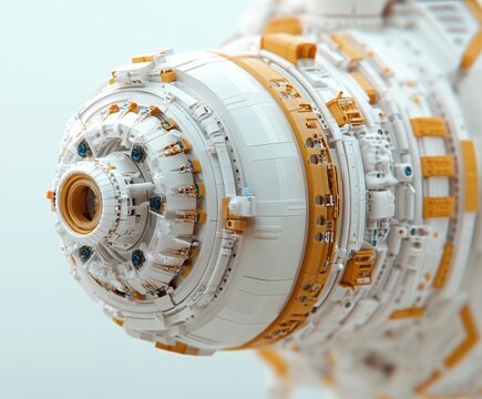 Detailed Close-Up of a Futuristic Spacecraft Component Showcasing Advanced Technology and Design