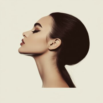 Young Woman Showcasing Modern Beauty Trends and Timeless Makeup Techniques