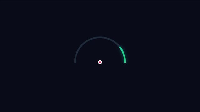 Minimalist speedometer gauge animation: dynamic performance meter ui for digital interfaces and data visualization 4k