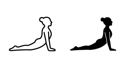 Obraz premium Yoga Pose Vector Icons, Cobra Pose Silhouette, Health and Wellness Line Art