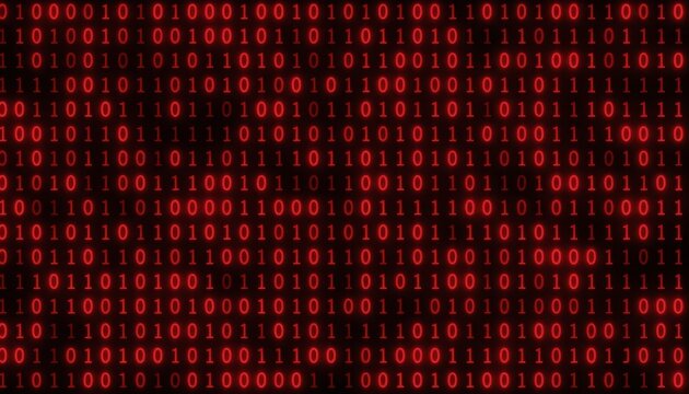 Red Binary Code Data Stream Background