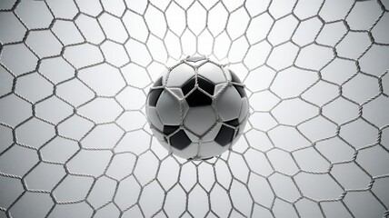Fototapeta premium Soccer Ball Trapped in Goal Net