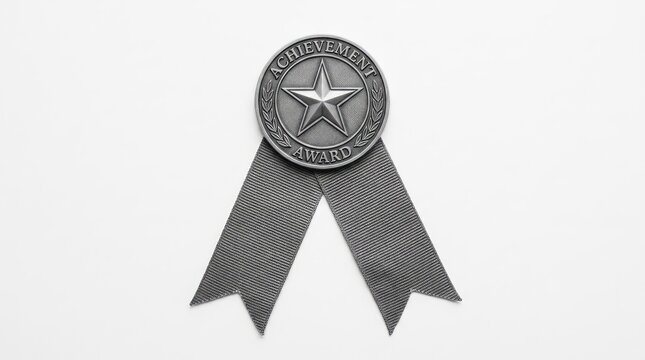 Achievement award medal with star and ribbon