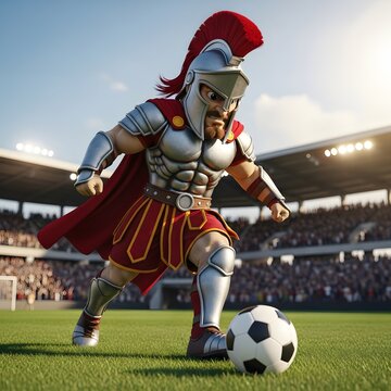 Ancient Roman gladiator standing proudly inside a grand stadium, symbolizing courage, honor and determination, Generative AI