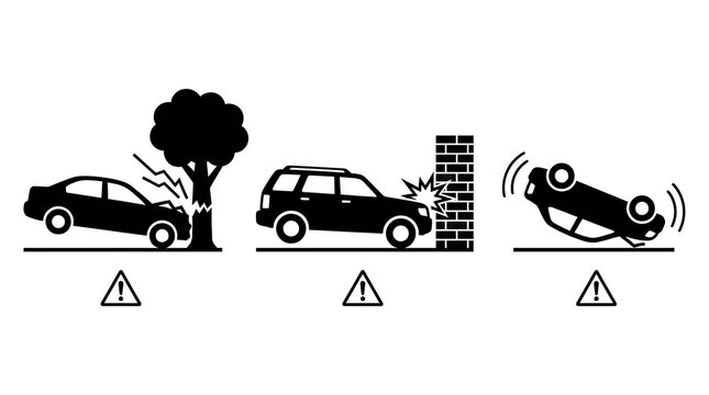 Vehicle collision icons showing different accident scenarios.