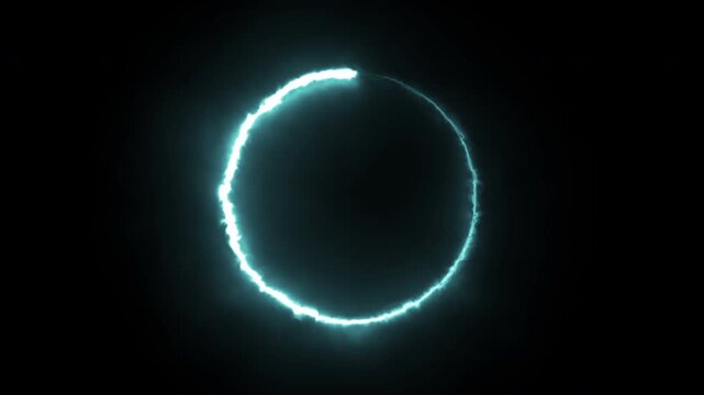 A circle of saber light on a black background, a looping spectrum animation, glowing neon lights.