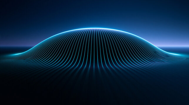Glowing Blue Digital Wireframe Dome Abstract Technology Background