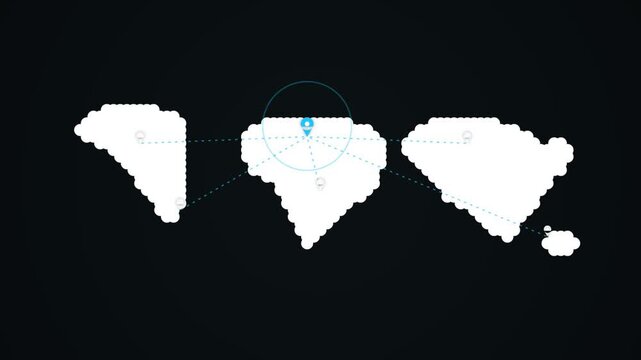 Abstract dot matrix map with location pin marker