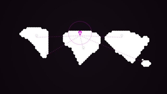 Abstract dot map with glowing location indicator