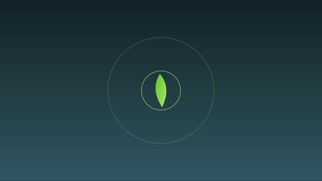 Abstract green leaf animation with concentric circles loading effect 4k motion