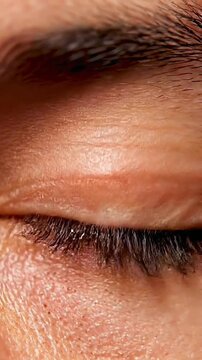 Ultra-Realistic Macro Close-Up of a Human Eye with Detailed Iris and Natural Blink