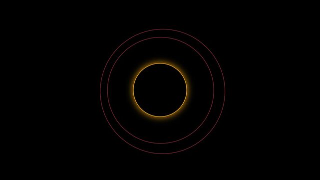 Abstract neon circle rings pulsing motion background, glowing geometric light animation 4k circles