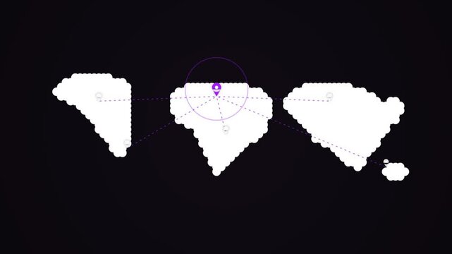Abstract dot matrix map shapes with location pin
