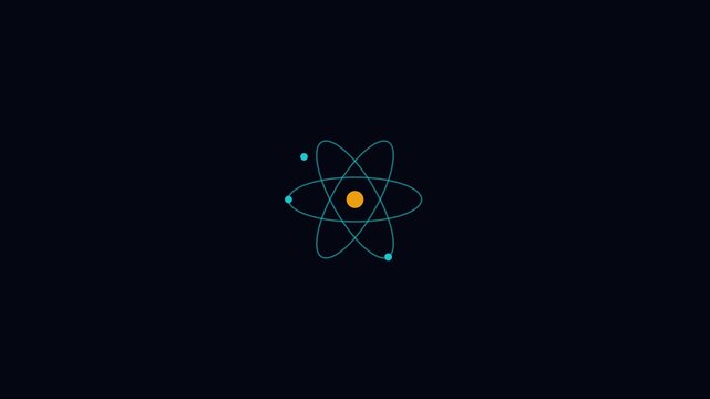 Animated atom model with orbiting electrons for science and technology education animation 4k physics